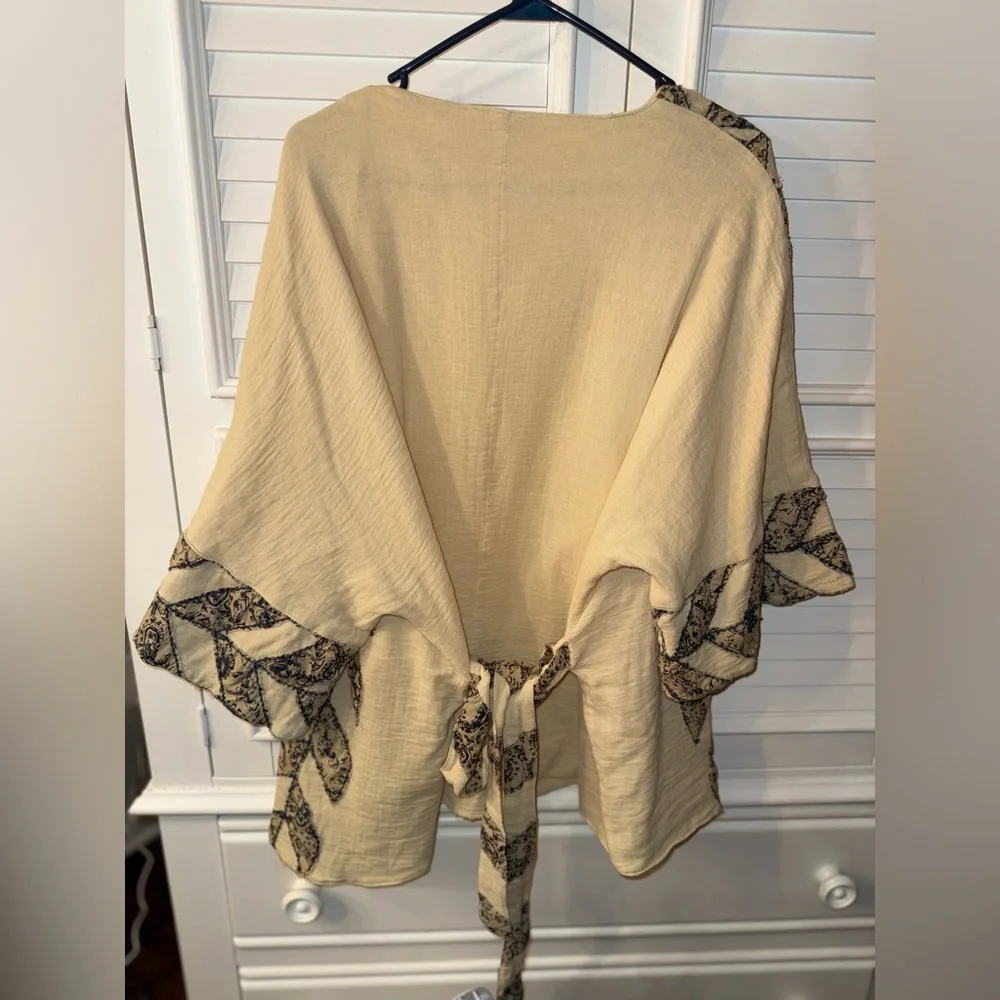 Free People Thimbleweed Wrap Kimono Jacket Boho Belted Medium - Picture 6 of 8